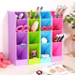 2 PCS Multifunktions-4-Gitter-Desktop-Stifthalter Büro-Schule-Aufbewahrungskoffer Kunststoffbox Schreibtisch-Stift-Organizer – Bild 7