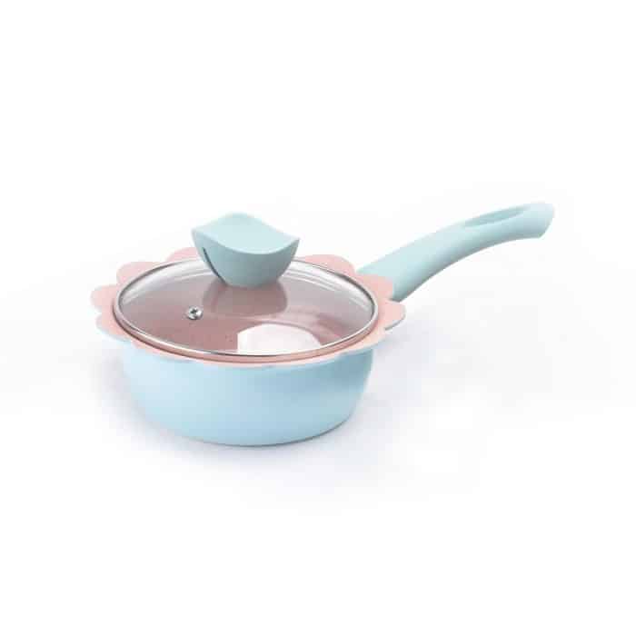 Baby-Ergänzungstopf zum Kochen von Milch, Maifan-Stein, antihaftbeschichtet, für den Haushalt, multifunktional, kleiner Topf, Blue Frying Pan, Pink Frying Pan, Blue Milk Pan With Lid, Pink Milk Pan With Lid – Bild 1