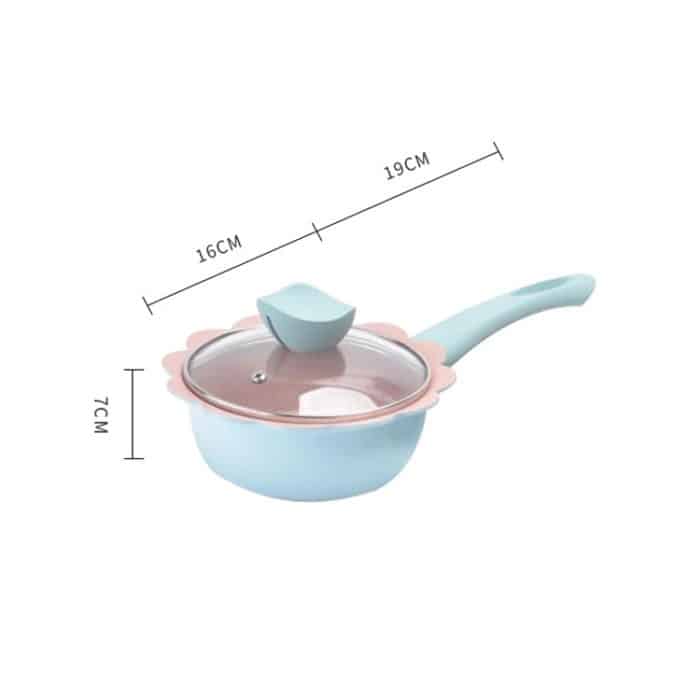 Baby-Ergänzungstopf zum Kochen von Milch, Maifan-Stein, antihaftbeschichtet, für den Haushalt, multifunktional, kleiner Topf, Blue Frying Pan, Pink Frying Pan, Blue Milk Pan With Lid, Pink Milk Pan With Lid – Bild 2