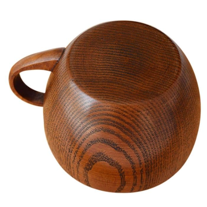 Mini Retro handgemachte Holz Kaffee Kaffee Tee Saft Wasser Tasse Frühstück Bier Milch Trinkgeschirr mit Griff – Bild 2