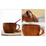 Mini Retro handgemachte Holz Kaffee Kaffee Tee Saft Wasser Tasse Frühstück Bier Milch Trinkgeschirr mit Griff – Bild 3