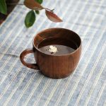 Mini Retro handgemachte Holz Kaffee Kaffee Tee Saft Wasser Tasse Frühstück Bier Milch Trinkgeschirr mit Griff – Bild 5