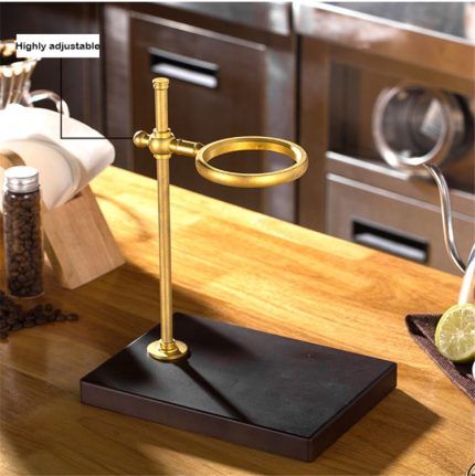 Handkaffeefilterhalter mit Holzsockel, verstellbarer Filterhalter, Rubber Wood, Spade Wood