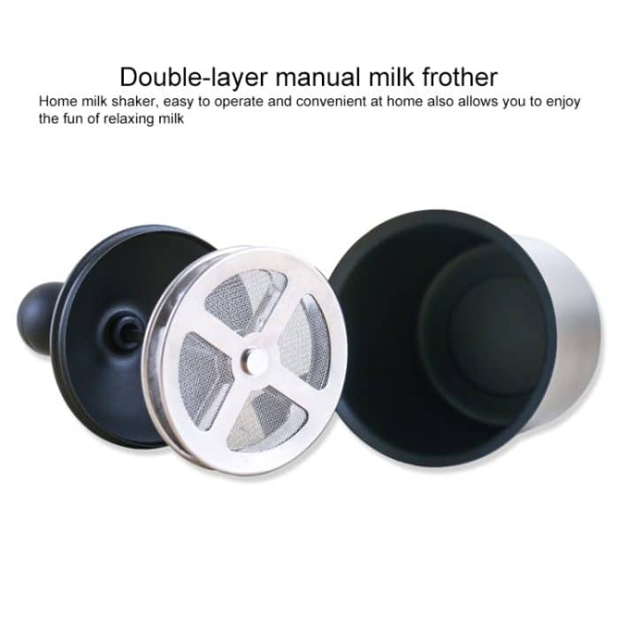 Pump Creamer Edelstahl Double Mesh Manuelle Kaffee Milch Schaum Aufschäumen Pitcher Schaum Pumpe Schäumer Tasse, 400cc, 800cc – Bild 3