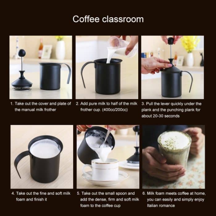 Pump Creamer Edelstahl Double Mesh Manuelle Kaffee Milch Schaum Aufschäumen Pitcher Schaum Pumpe Schäumer Tasse, 400cc, 800cc – Bild 9