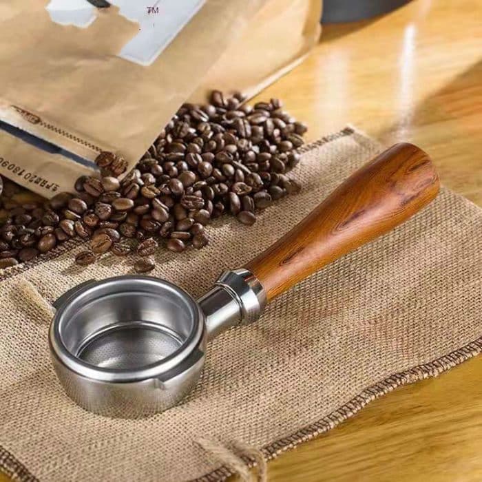 Edelstahl Kaffeemaschine Filterhalter Kaffee Bottomless Holzgriff – Bild 1
