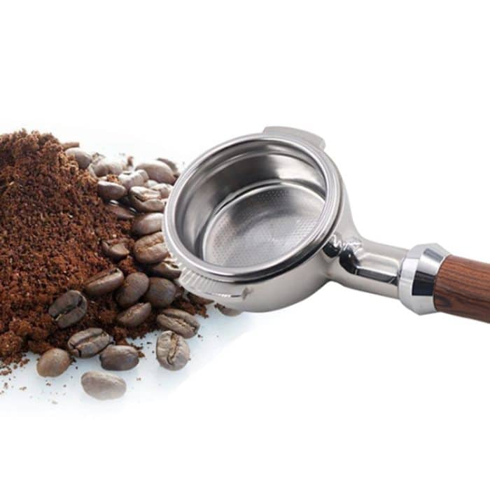 Edelstahl Kaffeemaschine Filterhalter Kaffee Bottomless Holzgriff – Bild 3