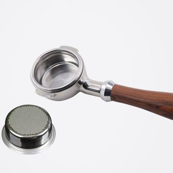 Edelstahl Kaffeemaschine Filterhalter Kaffee Bottomless Holzgriff – Bild 4