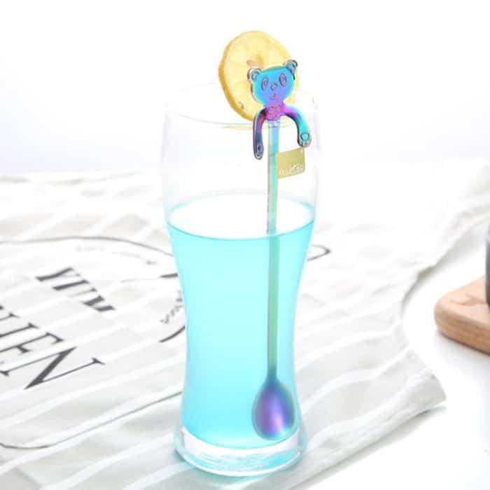 Niedlicher Bärenlöffel mit langem Griff, Kaffeetrinkutensilien, Cute Bear(Blue), Cute Bear, Cute Bear(Black), Cute Bear(Gold Plating), Cute Bear(Rose Gold), Cute Bear(Rainbow) – Bild 6