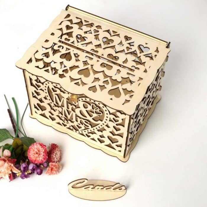 DIY schöne Hochzeitskartenbox aus Holz, Geschenk-Dekorationsbox, Small, Large – Bild 6