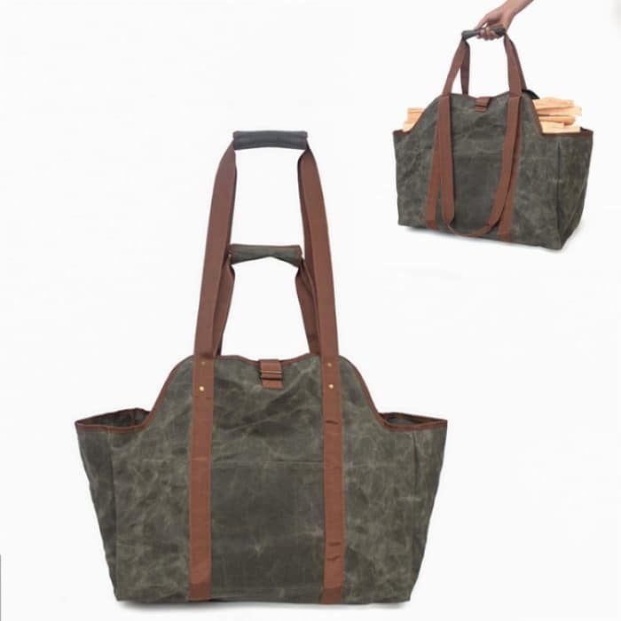 Tragbare, wasserfeste, gewachste Segeltuchtasche mit doppeltem Tragegriff und verschleißfester Holzfällertasche mit einer Schulter und doppeltem Verwendungszweck, Double Handle Logging Bag – Bild 1
