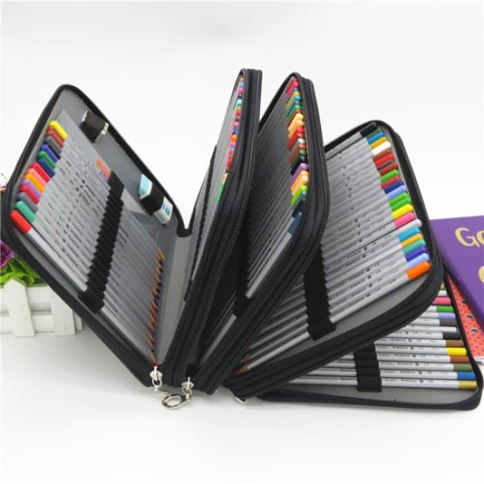 PU-Leder-Schule-Federmäppchen, 184 Löcher, großes Fassungsvermögen, Buntstift-Beutel, Box, multifunktionales Federmäppchen, Künstlerbedarf, Geschenk – Bild 4