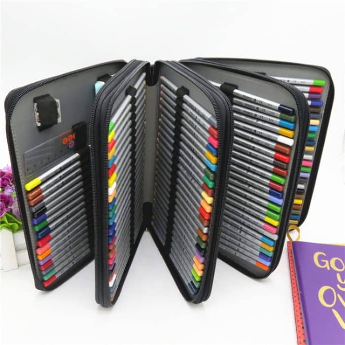 PU-Leder-Schule-Federmäppchen, 184 Löcher, großes Fassungsvermögen, Buntstift-Beutel, Box, multifunktionales Federmäppchen, Künstlerbedarf, Geschenk – Bild 5