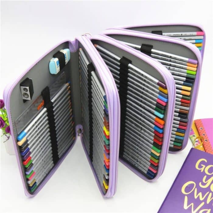 PU-Leder-Schule-Federmäppchen, 184 Löcher, großes Fassungsvermögen, Buntstift-Beutel, Box, multifunktionales Federmäppchen, Künstlerbedarf, Geschenk – Bild 6