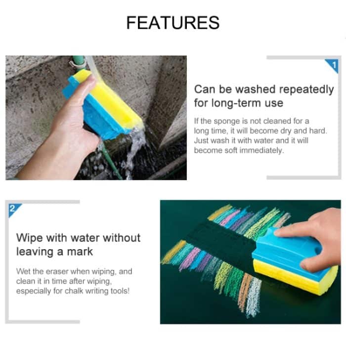 Kein nasser Schwamm-Radierer, starker wasserlöslicher Whiteboard-Radierer, 12x7x5.5cm Sponge Board Eraser – Bild 4