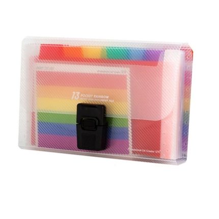 Fächermappe mit 13 Fächern, A6, Dokumentenschnalle, Lanyard-Tasche, mehrfarbige Fächermappe