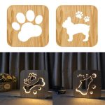 Kreative Form Holz Nachtlampe Schlafzimmer Dekoration Warmes Licht LED, Bones, Cat Paw, Dog, Wolve – Bild 3
