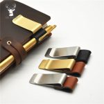 Metall-Leder-Stifthalter, Edelstahl-Bleistiftclip, Notizbuch-Stifthalter, Gold-Brown, Silver-Brown, Silver-Black – Bild 3