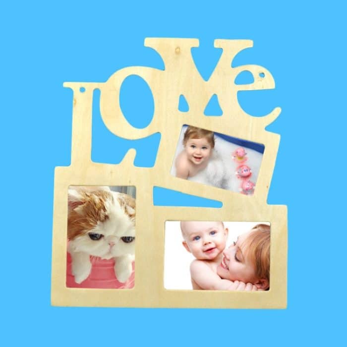 2 Stück Kinder DIY Holz siamesische Buchstaben weiß Embryo Schneeflocke Schlamm Fotorahmen, 19.5cmx16.5cm – Bild 2