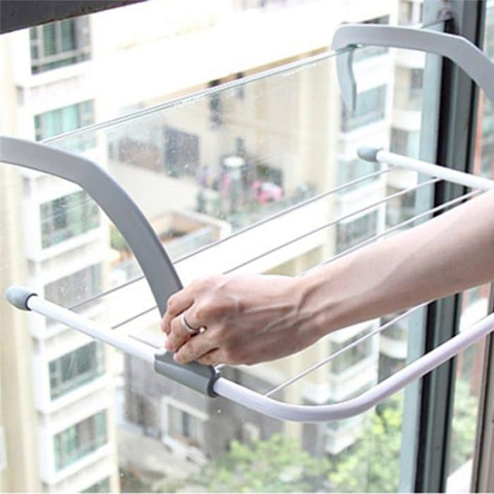 Multifunktionsklappbarer Haushalts-Innenbalkon Teleskopregal-Trockengestelle Kleiderschuhe Kleiderbügel – Bild 3