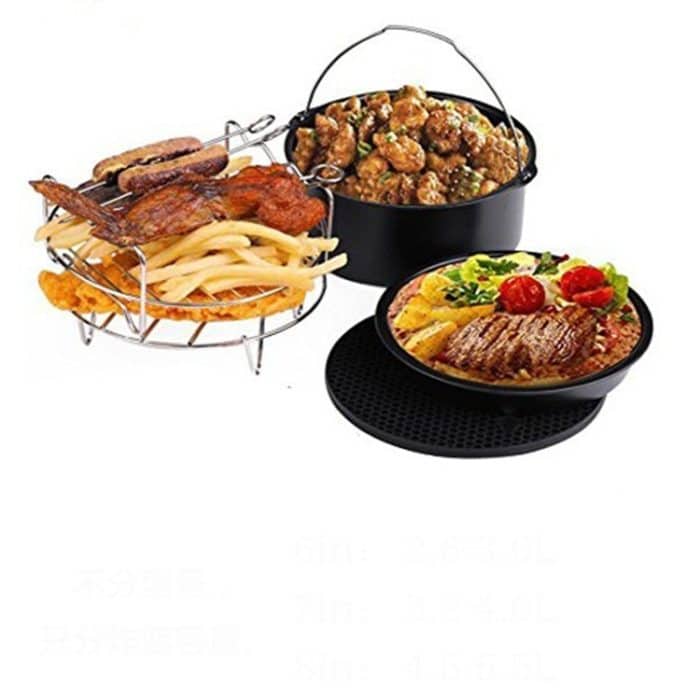 5-in-1-Fritteusen-Zubehörset, multifunktionales Luftfritteusen-Set, Grill-Pizza-Pfanne, 5 in 1 Set – Bild 5