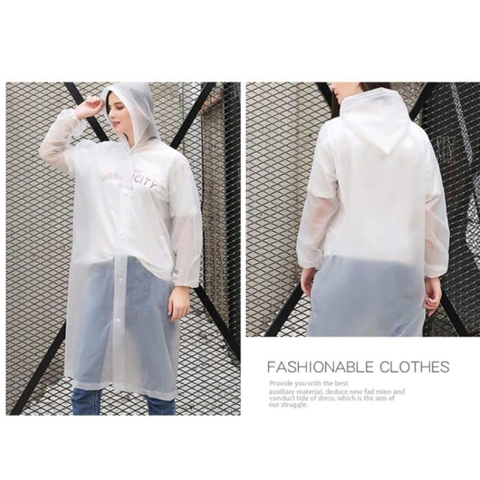Einweg-PEVA-Umwelttransparenter Regenmantel Outdoor-Wander-Siamese-Regenmantel – Bild 5
