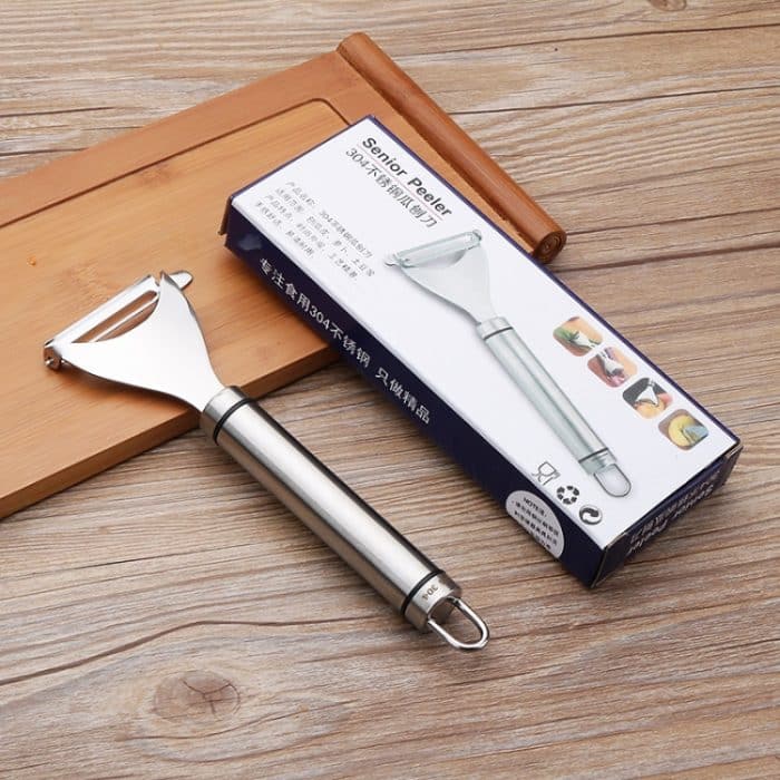 2 Stück Edelstahlschäler Obstmesser Hobel Multifunktions-Küchenschaber Kartoffelschälmesser, Triangular Planer, Bow Planer – Bild 6