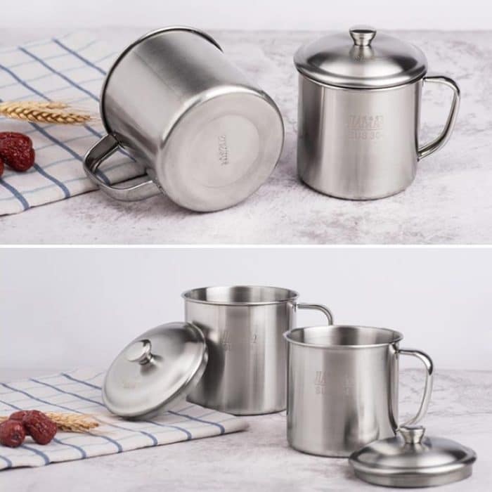 5 PCS Extra Dicke 304 Edelstahl Tasse kinder Mund Tasse mit Griff Abdeckung Haushalt erwachsene Trinkwasser Tasse, 7cm without cover, 8cm with cover, 9cm with cover, 10cm with cover, 11cm with cover, 12cm with cover – Bild 5
