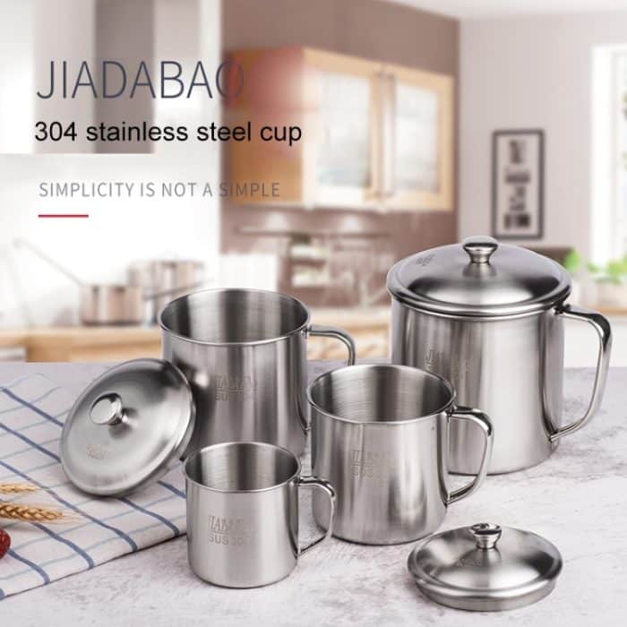 5 PCS Extra Dicke 304 Edelstahl Tasse kinder Mund Tasse mit Griff Abdeckung Haushalt erwachsene Trinkwasser Tasse, 7cm without cover, 8cm with cover, 9cm with cover, 10cm with cover, 11cm with cover, 12cm with cover – Bild 6