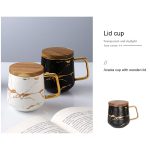 Marmor-Mattgold-Serie, Keramik-Teetasse, Kaffeetasse mit Holzdeckel oder Tablett – Bild 3