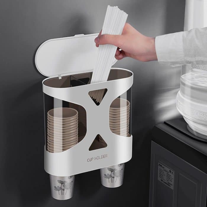 Free Punching Staubdichter und wasserdichter, an der Wand montierter Doppelbecherhalter und Einweg-Becherhalter, Double Cup Holder – Bild 5
