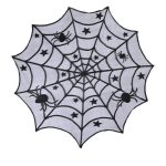 2 Stück Halloween Party schwarze Spitze Spinnennetz Tischdecke Dekoration, 102x102CM – Bild 3