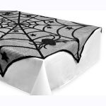 2 Stück Halloween Party schwarze Spitze Spinnennetz Tischdecke Dekoration, 102x102CM – Bild 5