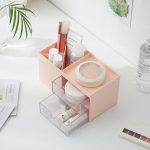 Desktop-Aufbewahrungsbox aus Kunststoff mit zwei Schubladen, Make-up-Organizer, Kosmetikbehälter, 17.6X9X9.2cm