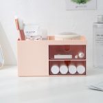 Desktop-Aufbewahrungsbox aus Kunststoff mit zwei Schubladen, Make-up-Organizer, Kosmetikbehälter, 17.6X9X9.2cm – Bild 4
