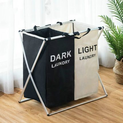 Faltkorb aus Stoff, wasserdicht, gepolstert, Oxford-Fach, Wäschekorb, 2 Grids Black and Beige, 2 Grids Grey and Beige, 3 Grids