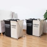 Faltkorb aus Stoff, wasserdicht, gepolstert, Oxford-Fach, Wäschekorb, 2 Grids Black and Beige, 2 Grids Grey and Beige, 3 Grids – Bild 3