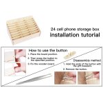 2 Stück hölzerne Konferenz-, Klassenzimmer-, Handy-Organizer-Desktop-Aufbewahrungsbox, White Oak 24 Grid – Bild 5