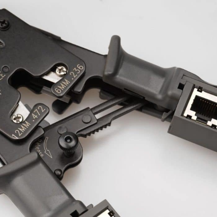 Multifunktionales 4P8P6P Dreifach-Testratschen-Netzwerkwerkzeug Quetsch-Crimpdraht-Netzwerkzange – Bild 5