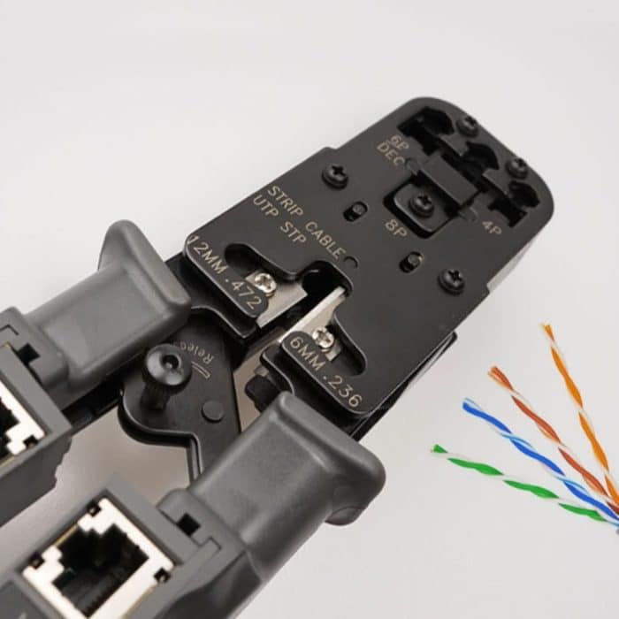 Multifunktionales 4P8P6P Dreifach-Testratschen-Netzwerkwerkzeug Quetsch-Crimpdraht-Netzwerkzange – Bild 6