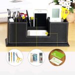 Kreative Stift Unterstützung Mode Leder Multifunktionale Desktop Büro Lagerung Stift Fall Buchse Doppel Stift Halter – Bild 5