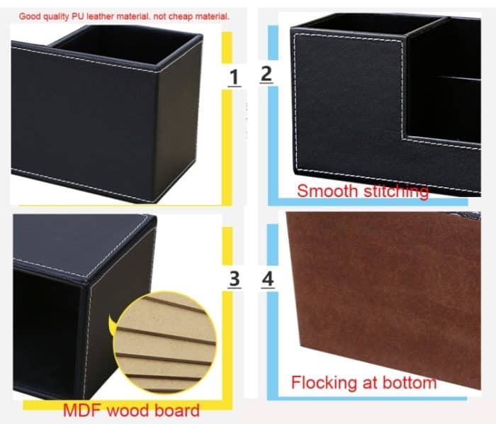 Kreative Stift Unterstützung Mode Leder Multifunktionale Desktop Büro Lagerung Stift Fall Buchse Doppel Stift Halter – Bild 6