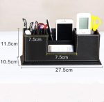 Kreative Stift Unterstützung Mode Leder Multifunktionale Desktop Büro Lagerung Stift Fall Buchse Doppel Stift Halter – Bild 7