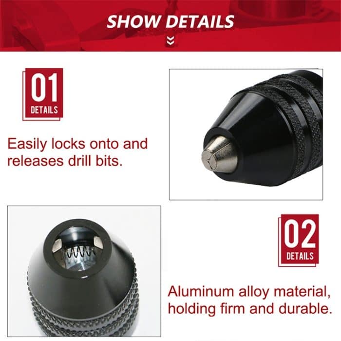 Sechskantschaft-Mini-Bohrfutter-Konvertierung, Dreibackenfutter-Elektrowerkzeug, Hex Shank Silver Chuck (0.3-6.5mm), Hex Shank Black Chuck (0.8-8mm)A, Hex Shank Black Chuck (0.3-6.5mm) B, Hex Shank Black Chuck (0.3-3.6mm)... – Bild 5