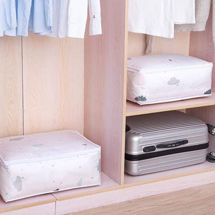 Faltbare Aufbewahrungstasche für Kleidung, Decke, Steppdecke, transparenter Druck, Reisegepäck-Aufbewahrungstasche, 55x36x20cm, 57x40x22cm – Bild 4