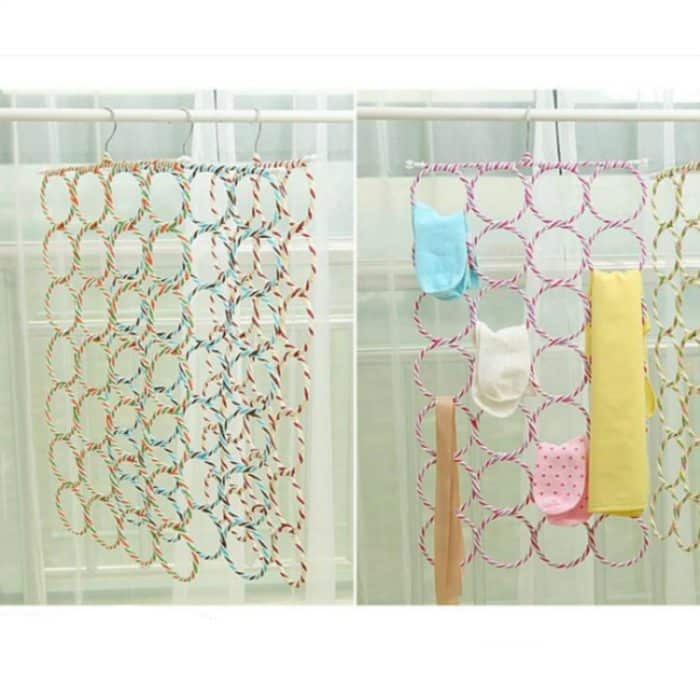 Multifunktionaler faltbarer 28-Ring-Schalständer, zufällige Farblieferung, 28-ring Scarf Stand – Bild 7