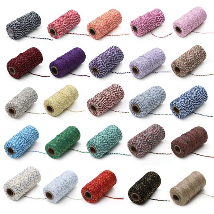 Zweifarbiger Baumwollfaden, handgefertigtes DIY-Kordelzug-Geschenkbox-Verpackungsseil, 2mm Thick (100m / Roll) – Bild 7