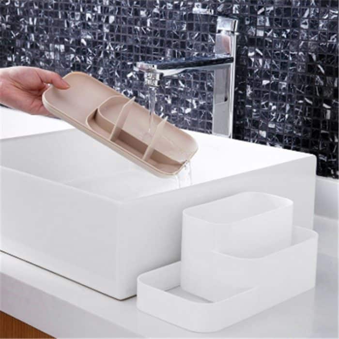 K204 Kreative Kunststoff-Aufbewahrungsbox mit abnehmbarem Gitter und Kosmetik-Desktop-Rack – Bild 6