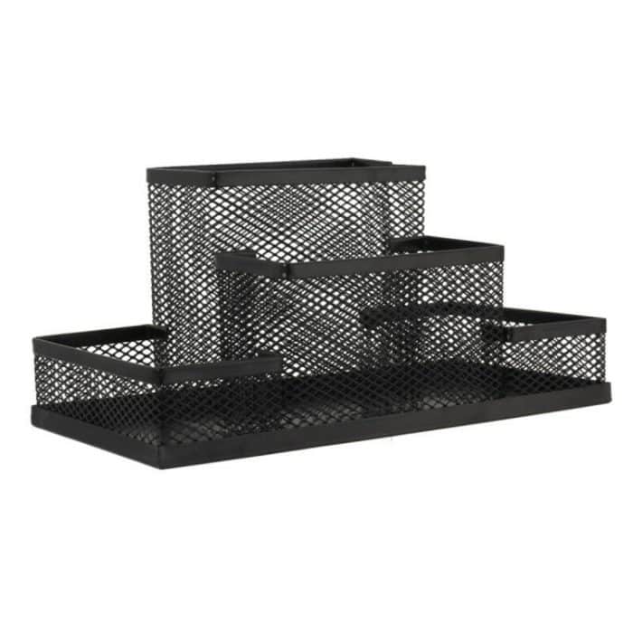 Schreibtischhalter Organizer Metall Mesh Style Bleistifthalter Aufbewahrungsbox Home Storage Organisation, Größe: 15.5x10.2x10cm – Bild 2