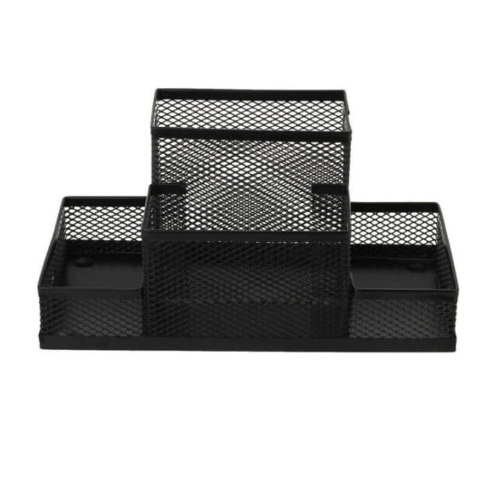 Schreibtischhalter Organizer Metall Mesh Style Bleistifthalter Aufbewahrungsbox Home Storage Organisation, Größe: 15.5x10.2x10cm – Bild 3